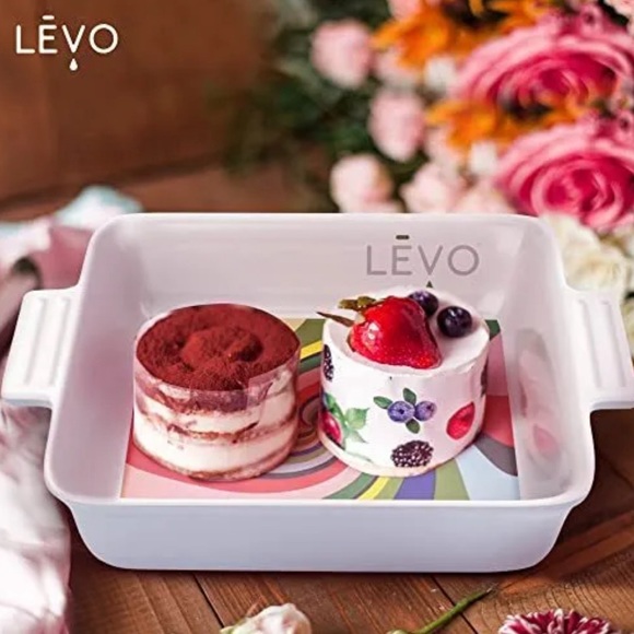 This is an 8 inch x 8” porcelain baking dish by Levo. It is new in the box - Picture 3 of 8